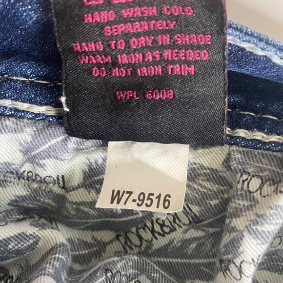 Rock & Roll Denim Riding Jeans Womens W36 L36 Mid Rise Boot Cut Thick Stitch Wes - Picture 6 of 12